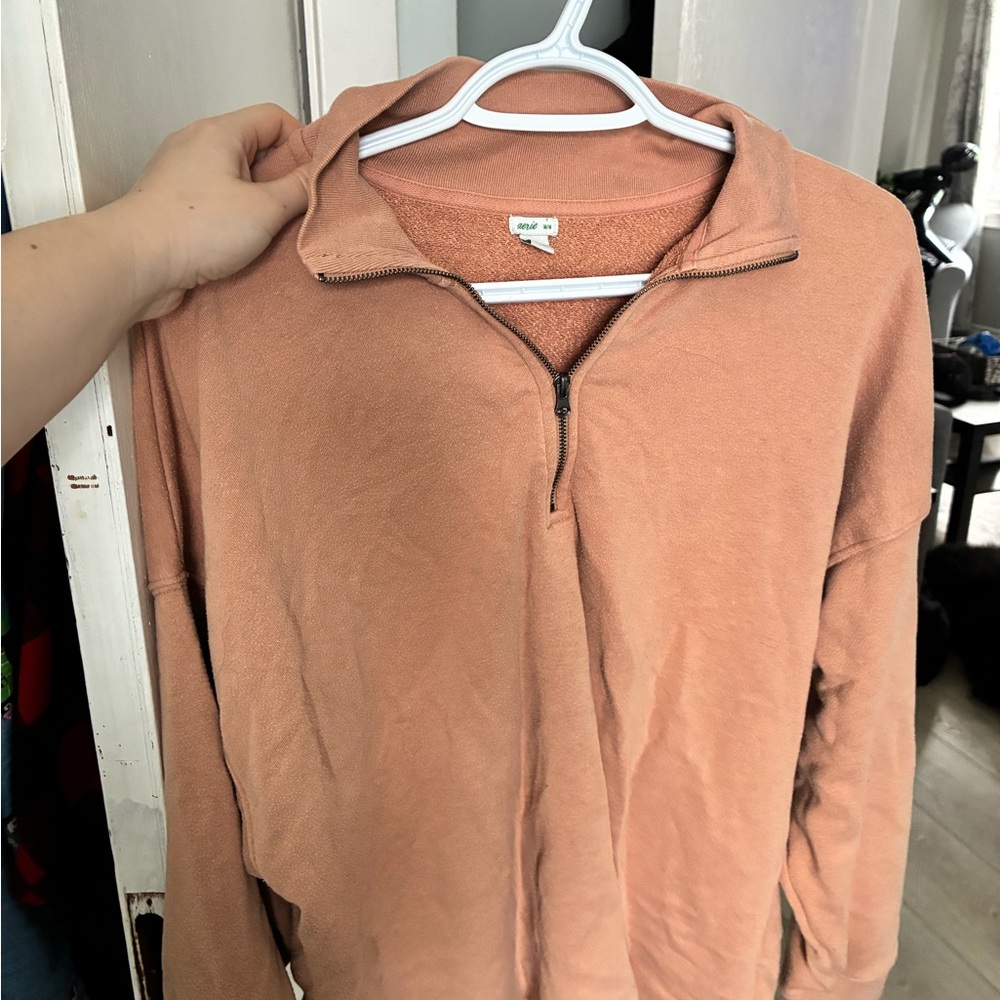 Aerie Orange Quarter-Zip Pullover